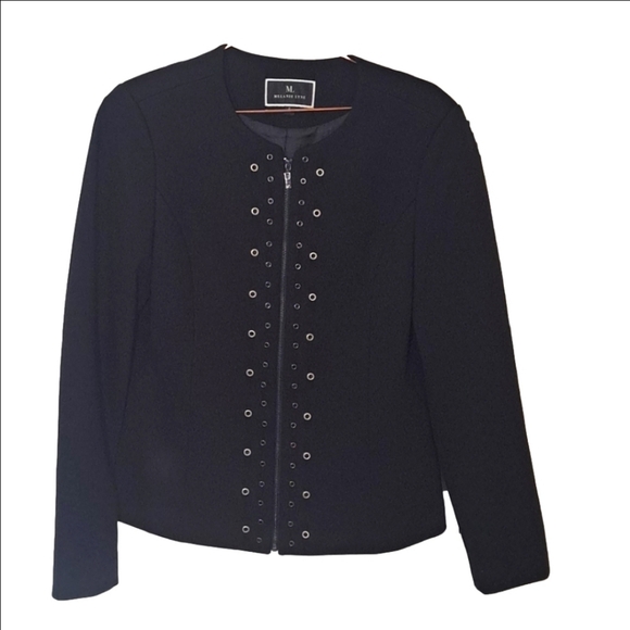 Melanie Lyne Women's Zip up Blazer With Rivet details Size 6 - Picture 1 of 12